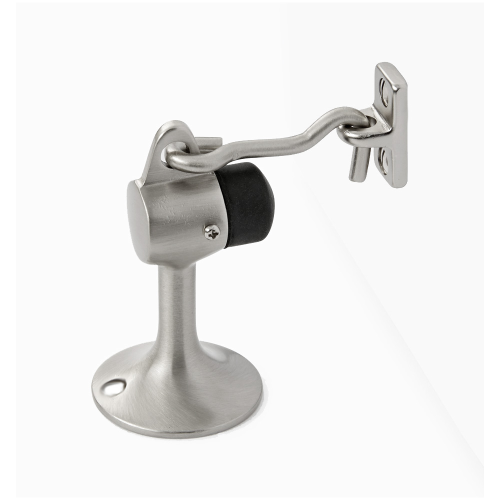 Satin Chrome Brass Floor Door stop with hook 1473-26D