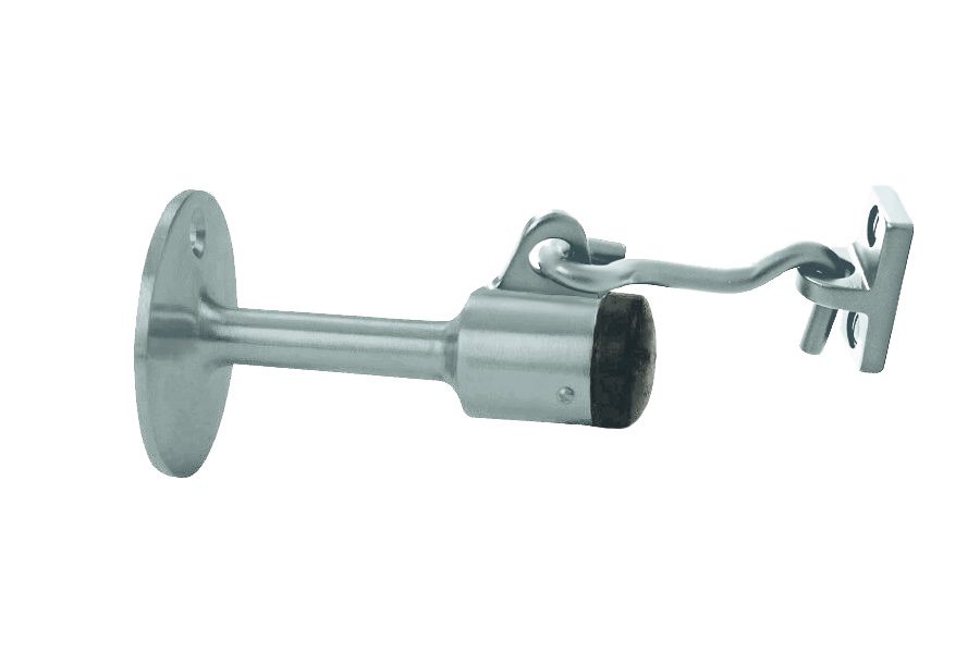 Satin Chrome Heavy duty Wall-mount Door stop with holder